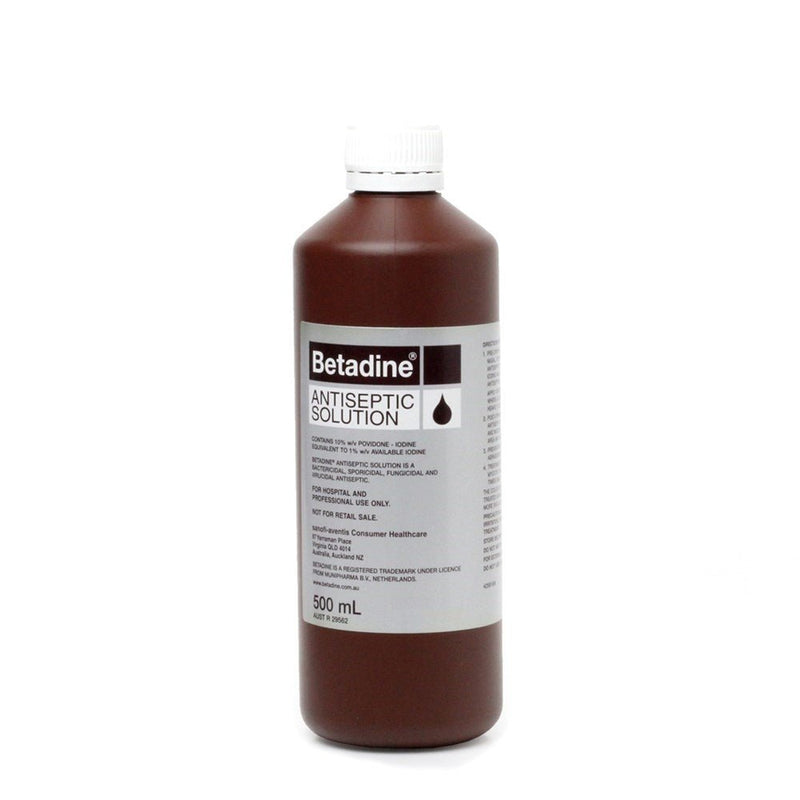 Betadine Antiseptic Topical Solution 500mL - Vital Pharmacy Supplies