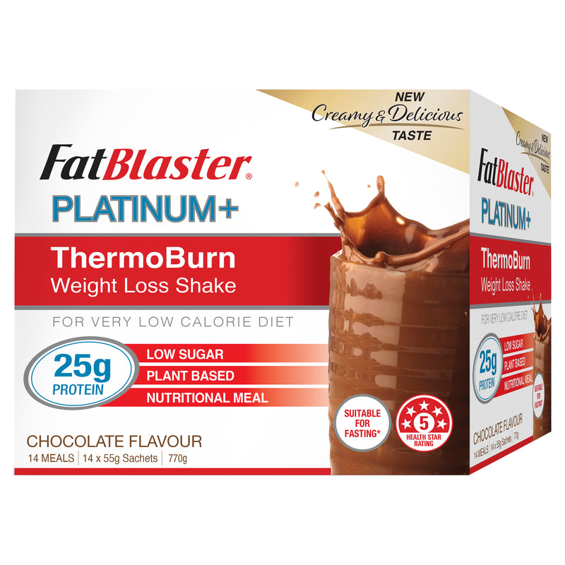 FatBlaster Platinum+ ThermoBurn Weight Loss Shake Chocolate 14x55g Sachets