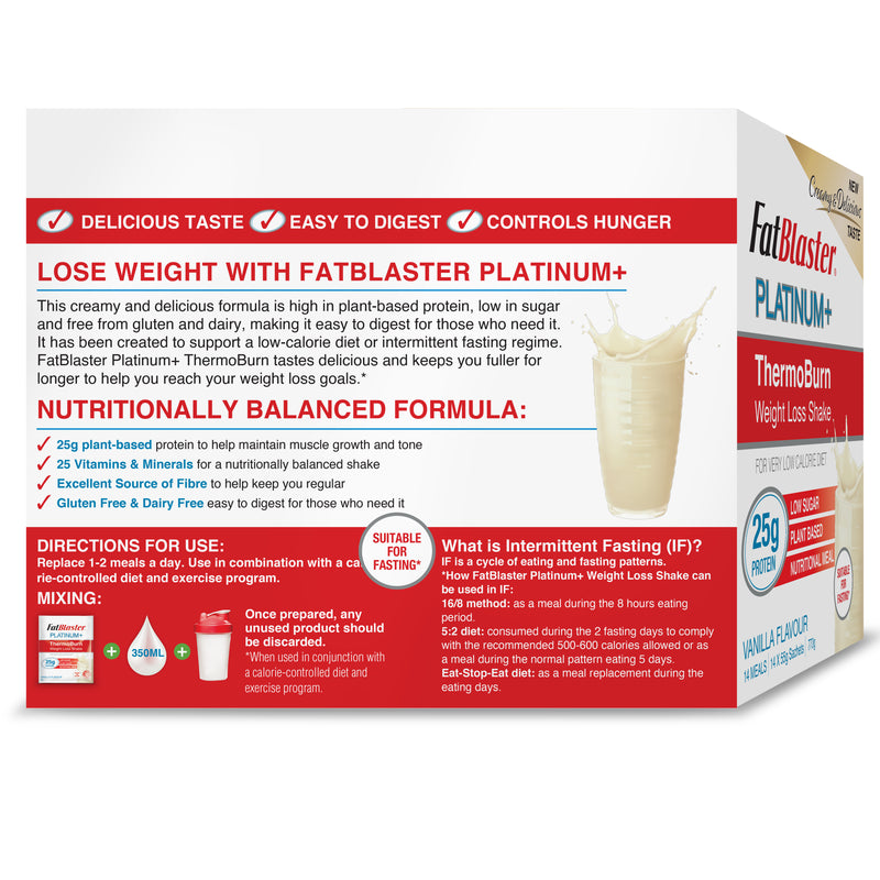 FatBlaster Platinum+ ThermoBurn Weight Loss Shake Vanilla 14x55g Sachets