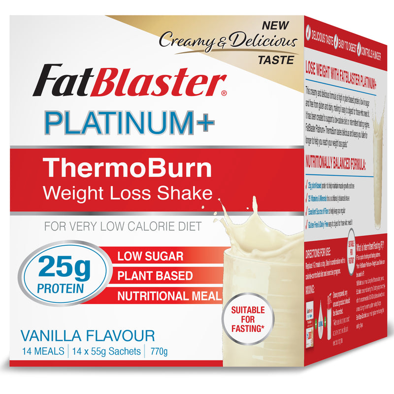 FatBlaster Platinum+ ThermoBurn Weight Loss Shake Vanilla 14x55g Sachets