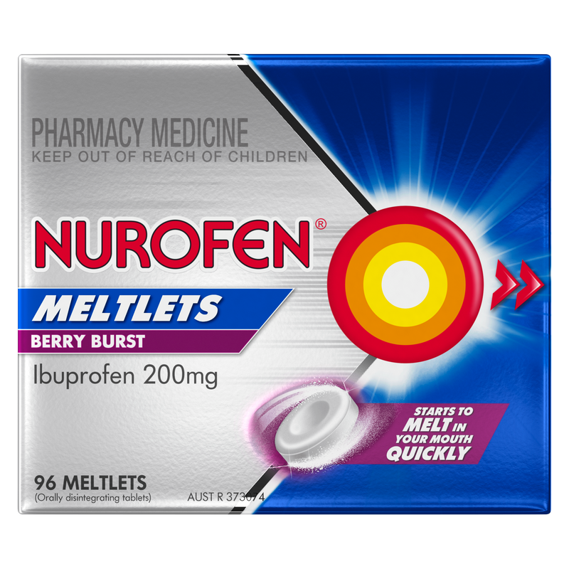 Nurofen Meltlets Berry Burst Pain Relief 200mg 96 Tablets