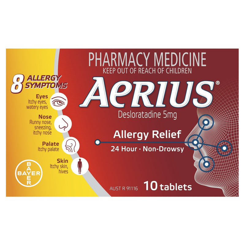 Aerius 24 Hour Non Drowsy Allergy Relief Antihistamine Tablets 10 Pack - Vital Pharmacy Supplies