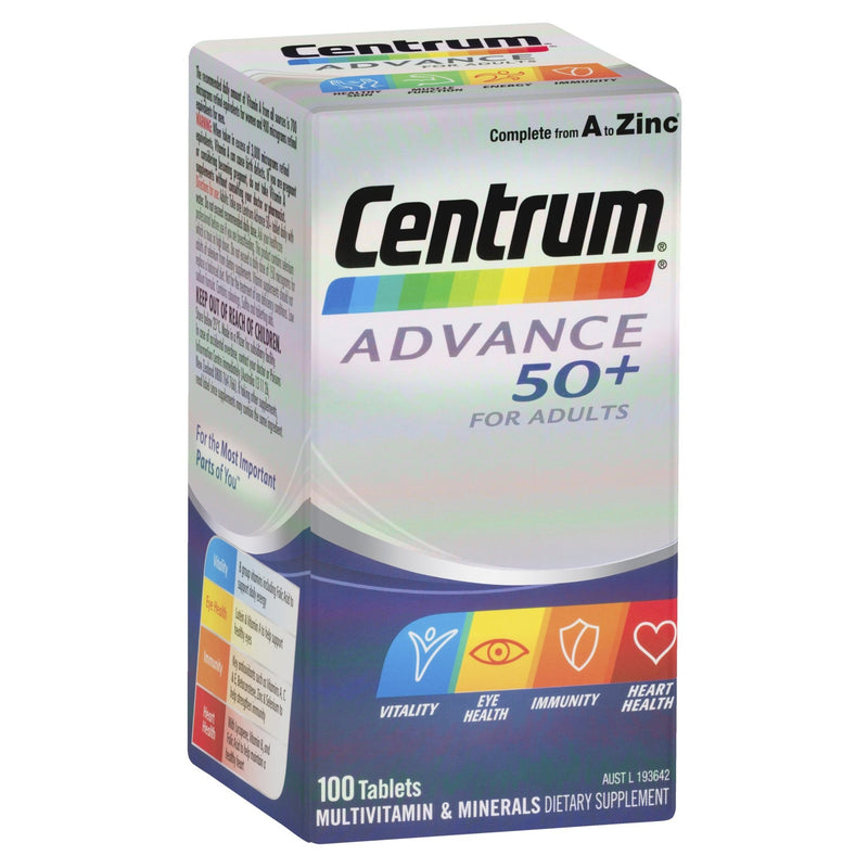 Centrum Advance 50+ For Adults Tablets 100 Tablets - Vital Pharmacy Supplies