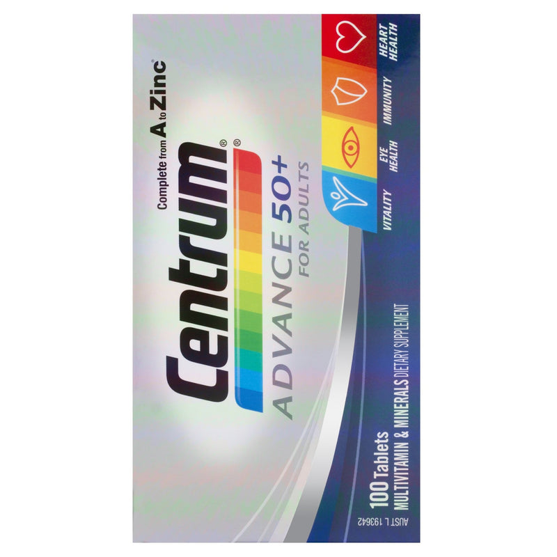 Centrum Advance 50+ For Adults Tablets 100 Tablets - Vital Pharmacy Supplies