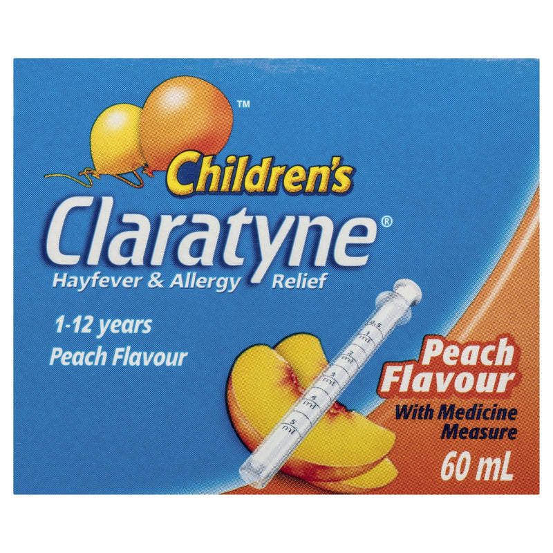 Claratyne Children's Hayfever & Allergy Relief Antihistamine Peach Flavoured Syrup 60ml - Vital Pharmacy Supplies