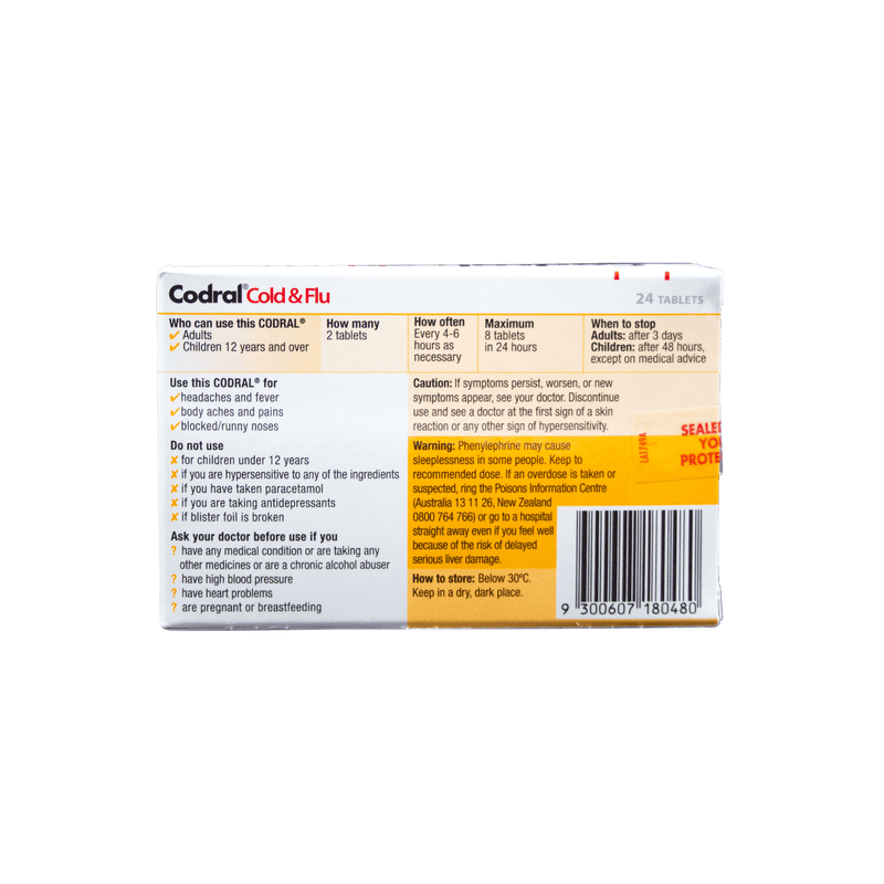 CODRAL Cold & Flu 24 Tablets - Vital Pharmacy Supplies