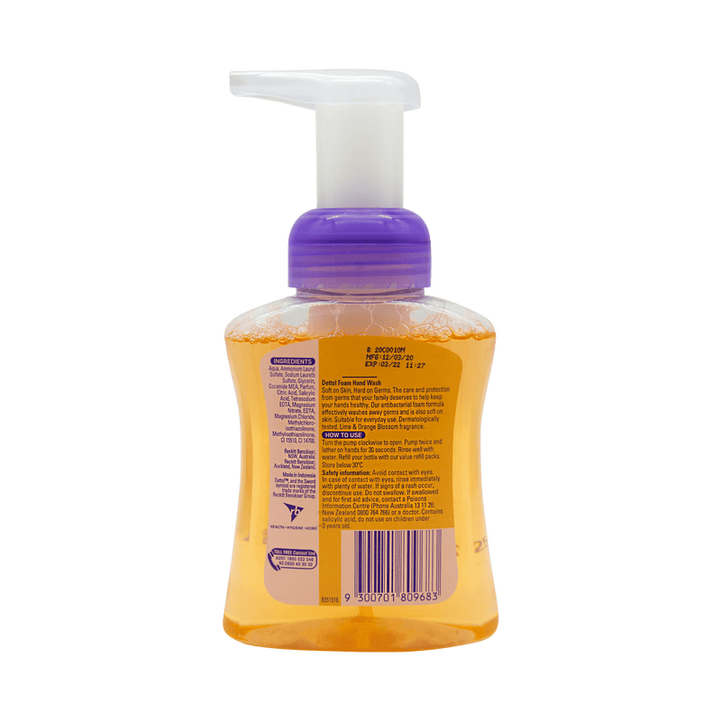 Dettol Foam Hand Wash Lime and Orange Blossom 250mL - Vital Pharmacy Supplies