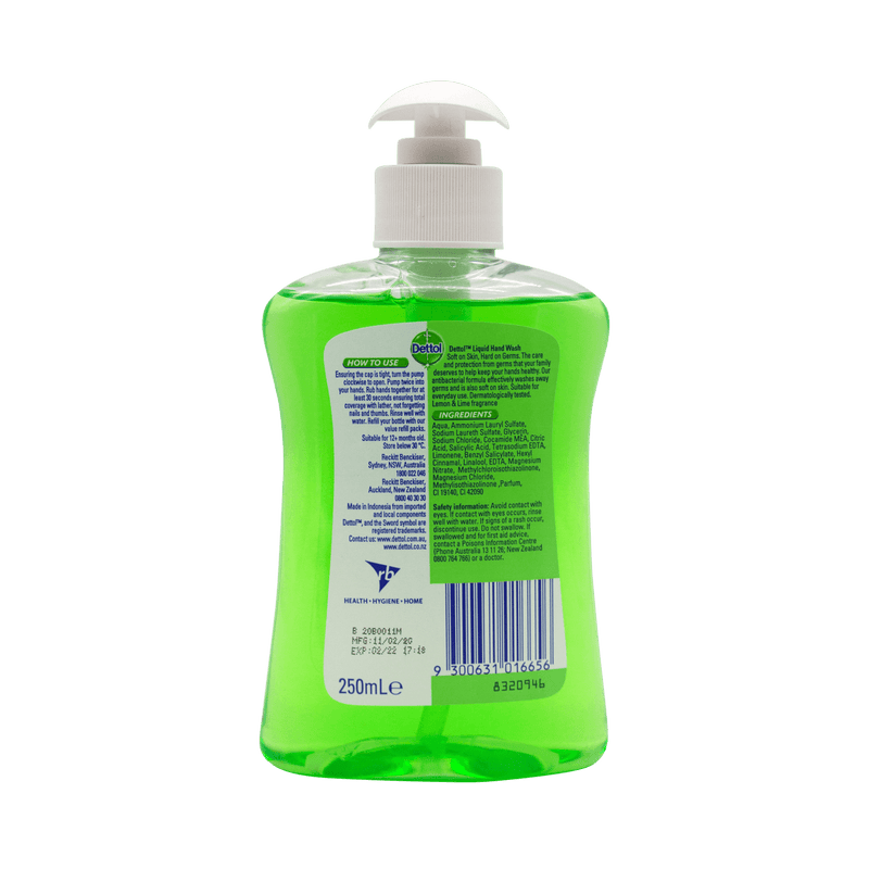 Dettol Liquid Hand Wash Lemon and Lime 250mL - Vital Pharmacy Supplies