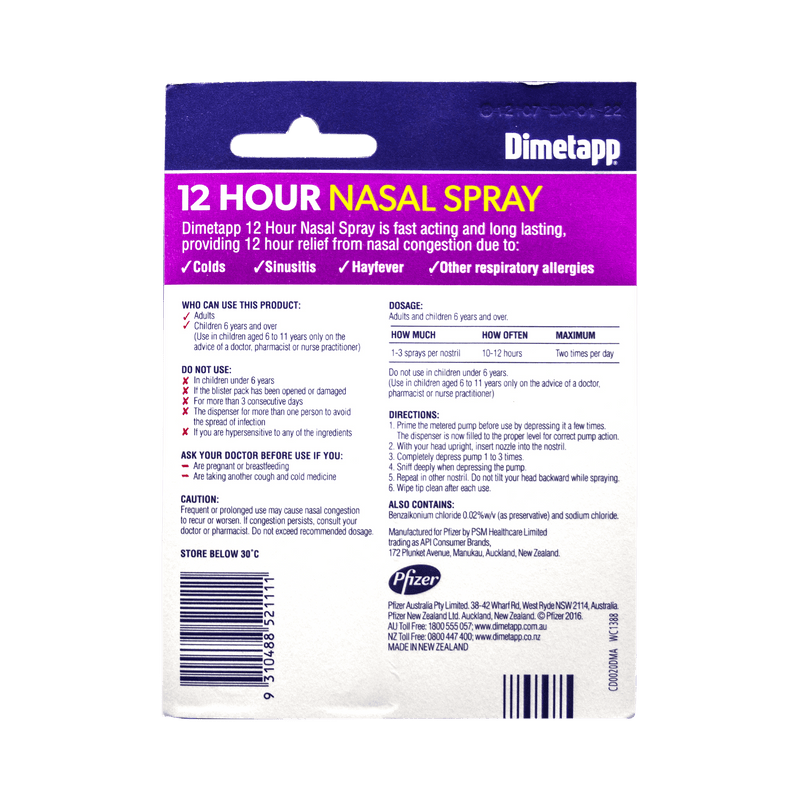 Dimetapp 12 Hour Nasal Spray 20mL - Vital Pharmacy Supplies