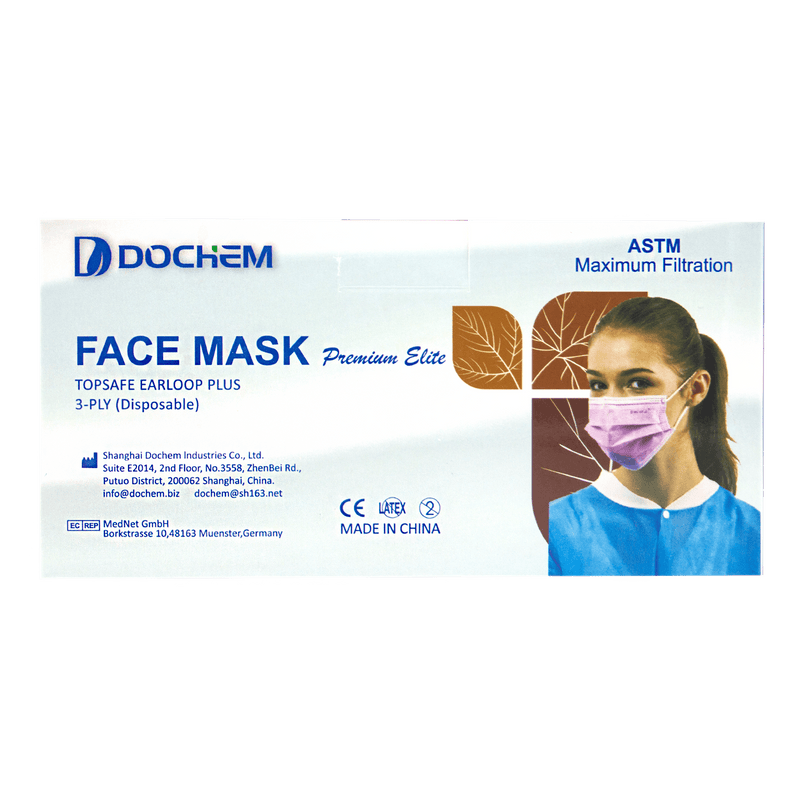 Dochem Premium Elite Disposable Level II Surgical Face Mask 3 Ply 50 Pack - Vital Pharmacy Supplies