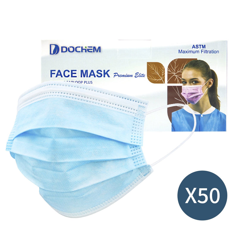 Dochem Premium Elite Disposable Level II Surgical Face Mask 3 Ply 50 Pack - Vital Pharmacy Supplies