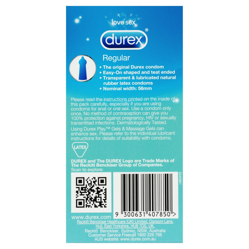 Durex Regular Condoms Original 10 Pack - Vital Pharmacy Supplies