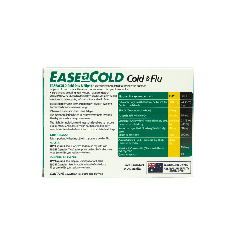 EaseACold Cold & Flu Day & Night 24 Capsules - Vital Pharmacy Supplies