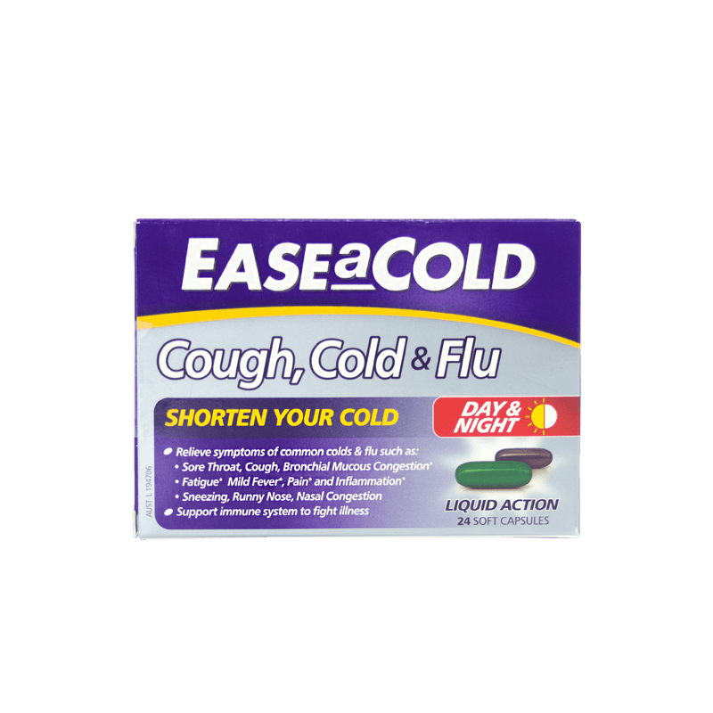 EaseACold Cough Cold & Flu Day & Night 24 Capsules - Vital Pharmacy Supplies