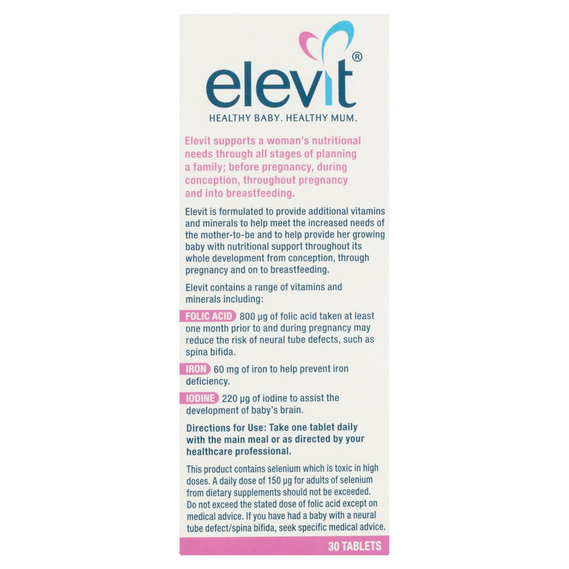 Elevit Pregnancy Multivitamin Tablets 30 Tablets - Vital Pharmacy Supplies
