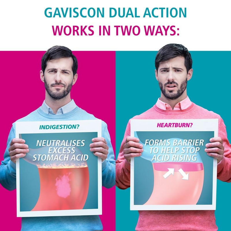 Gaviscon Dual Action Chewable Tablets Peppermint Heartburn & Indigestion Relief 16 Pack - Vital Pharmacy Supplies