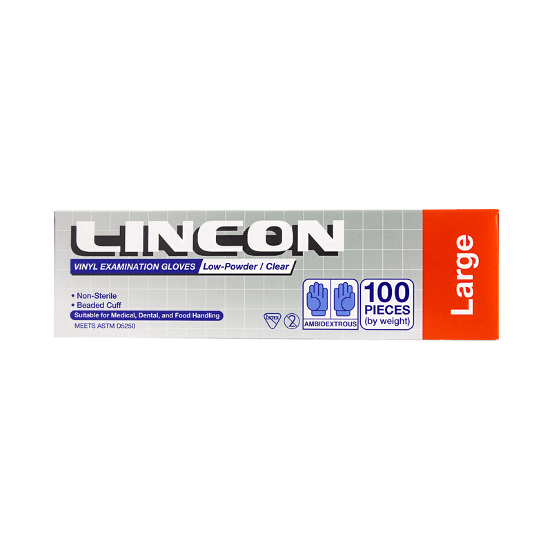 Lincon Vinyl Examination Gloves Large 100s - Vital Pharmacy Supplies