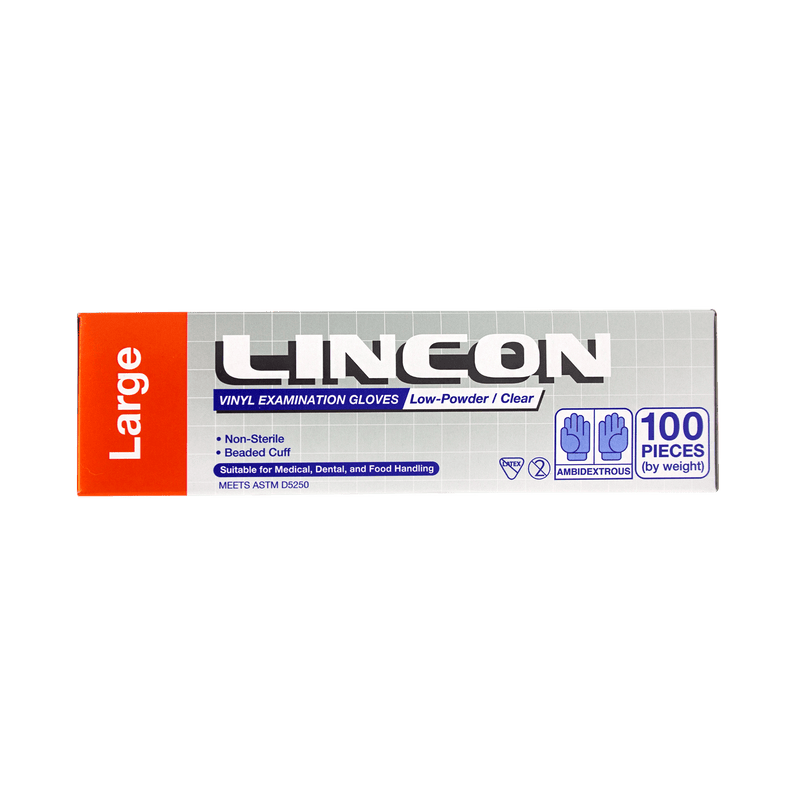Lincon Vinyl Examination Gloves Large 100s - Vital Pharmacy Supplies