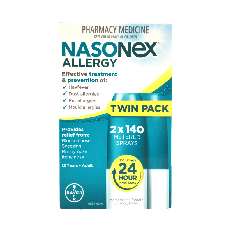 Nasonex Allergy Nasal Spray 140 Metered Spray Twin Pack - Vital Pharmacy Supplies