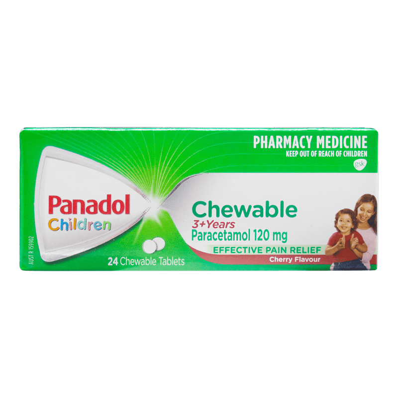 Panadol Chewable Tablets 3+ Cherry Flavour 24 Chewable Tablets - Vital Pharmacy Supplies