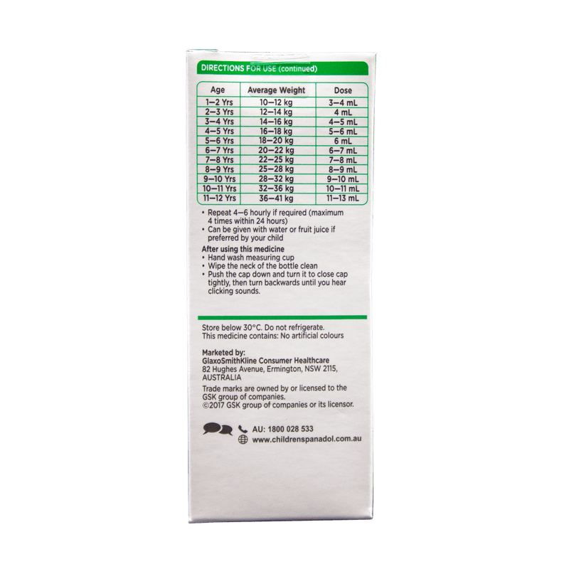Panadol Children (5-12) Raspberry 100mL - Vital Pharmacy Supplies
