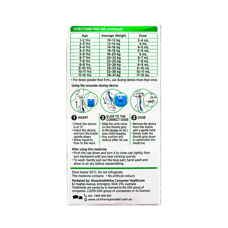 Panadol Children (5-12 years) Strawberry 100mL - Vital Pharmacy Supplies