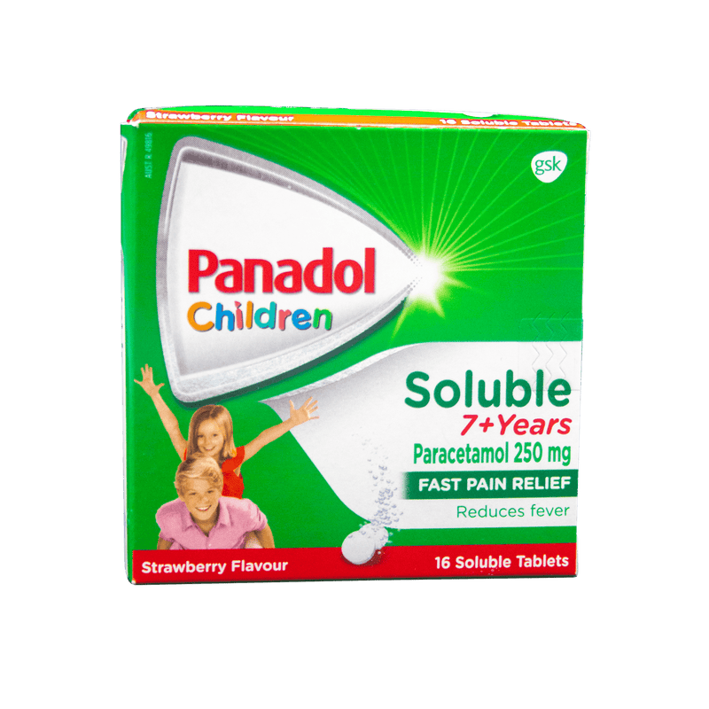 Panadol Soluble 7+ Strawberry 16 Soluble Tablets - Vital Pharmacy Supplies
