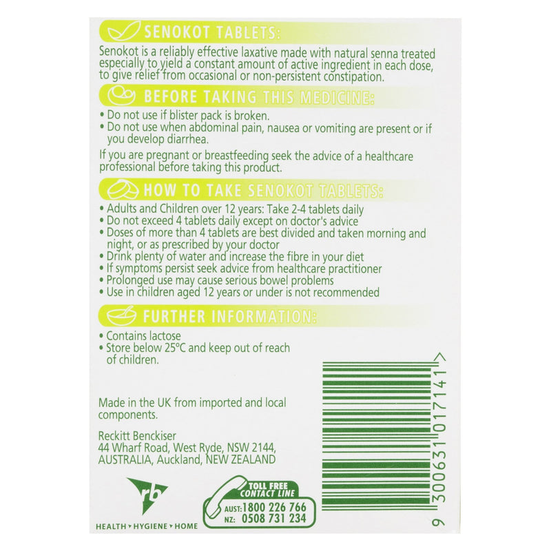 Senokot Tablets Constipation Relief 100 Pack - Vital Pharmacy Supplies