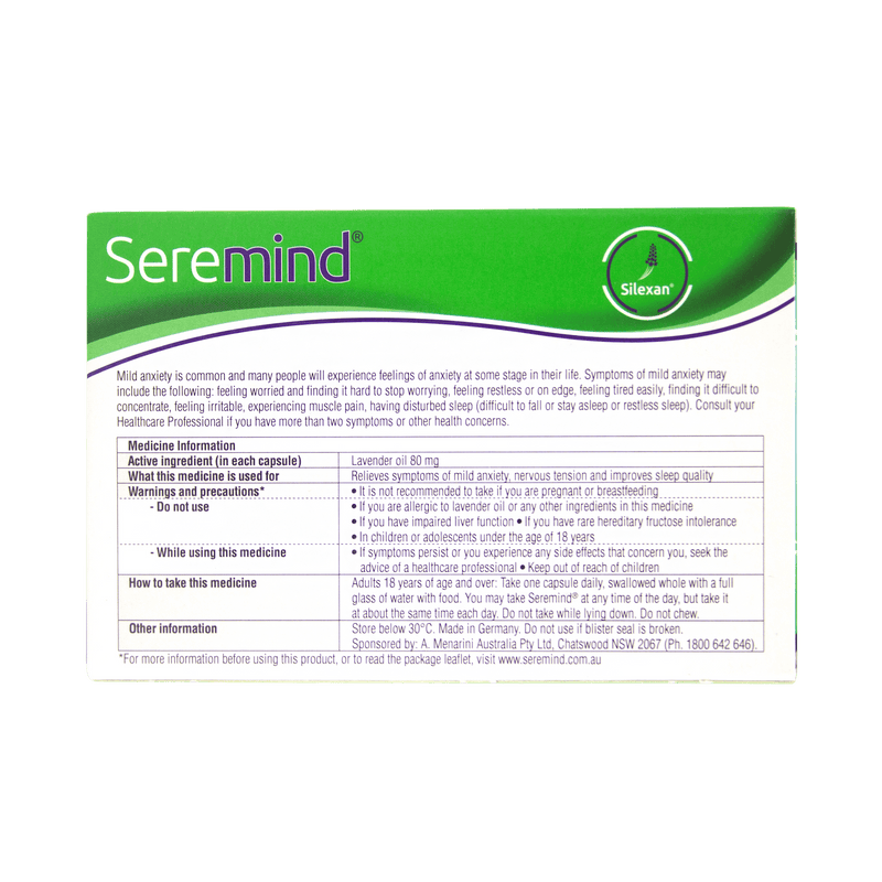 Seremind Lavender Oil 56 Capsules - Vital Pharmacy Supplies
