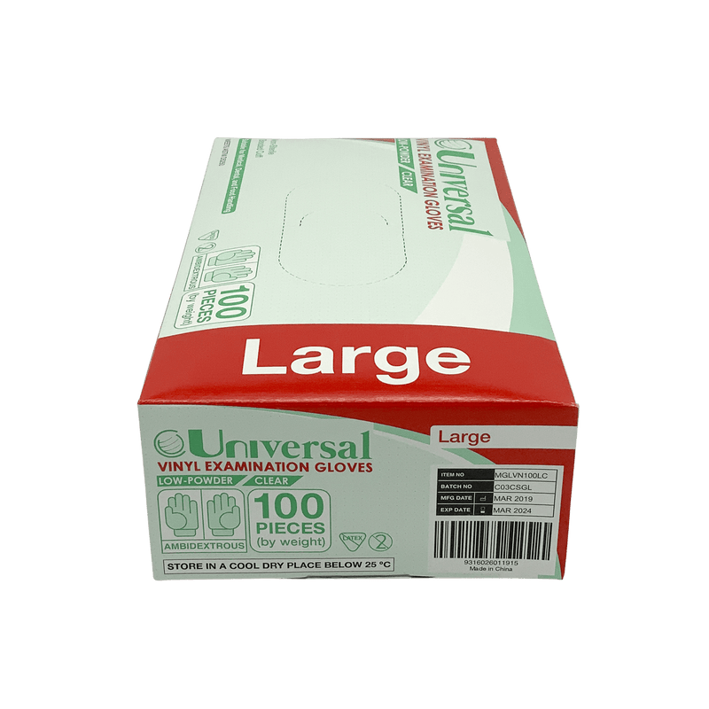 Universal Vinyl Examination Gloves Large 100s - Vital Pharmacy Supplies