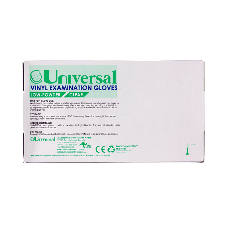 Universal Vinyl Examination Gloves Medium 100s - Vital Pharmacy Supplies