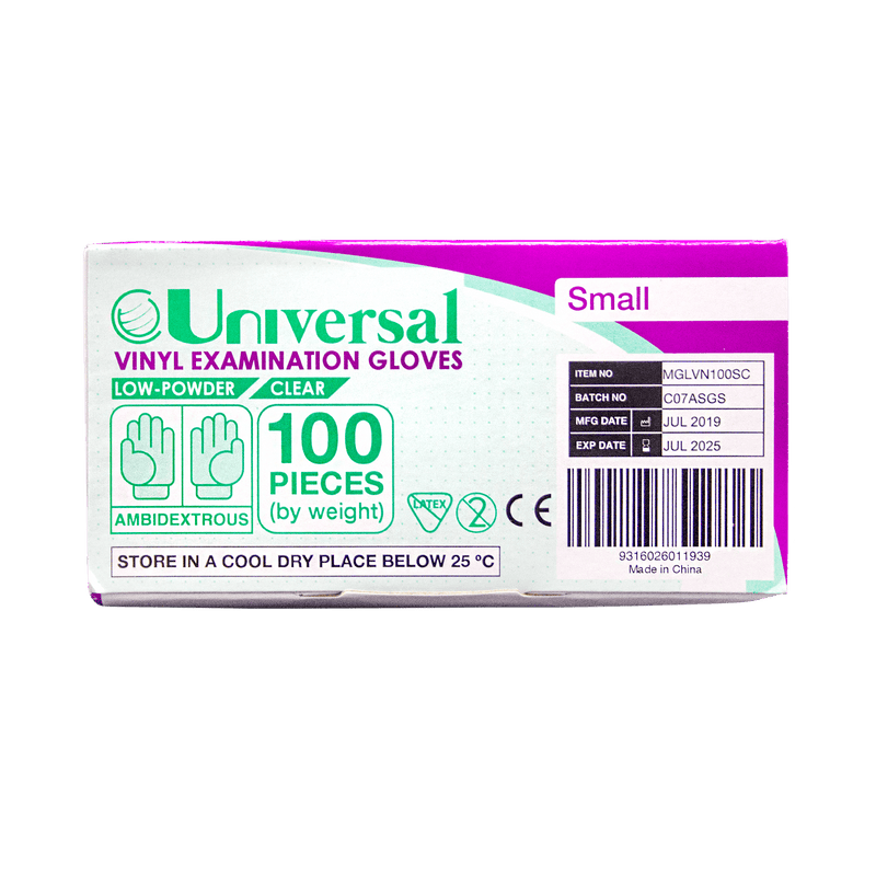 Universal Vinyl Examination Gloves Small 100s - Vital Pharmacy Supplies
