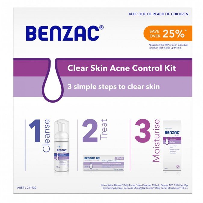 Benzac Clear Skin Acne Control Kit 3 Piece - VITAL+ Pharmacy
