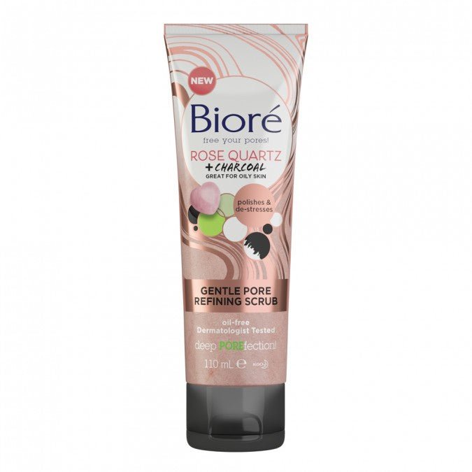 Biore Rose Quartz + Charcoal Gentle Pore Refining Scrub 113g - VITAL+ Pharmacy