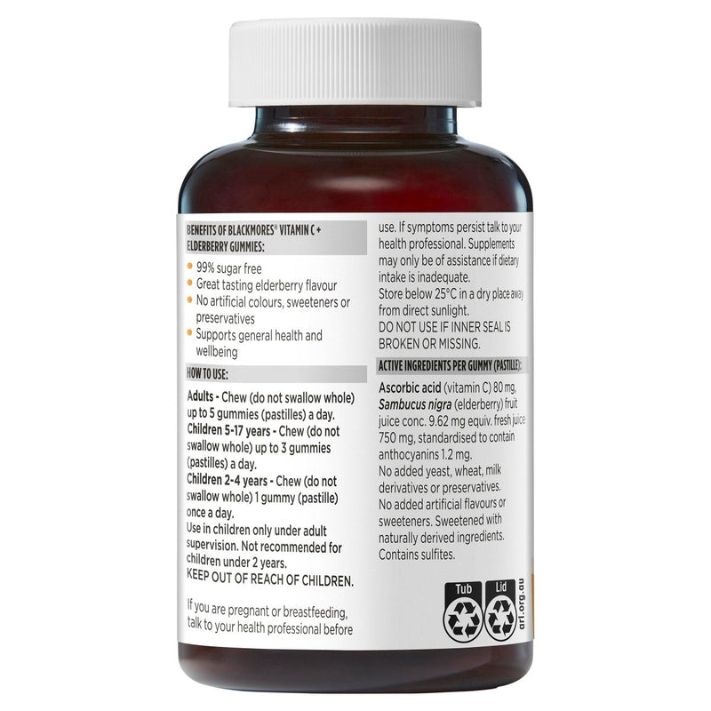 Blackmores Vitamin C + Elderberry Gummies 120 Pack - VITAL+ Pharmacy