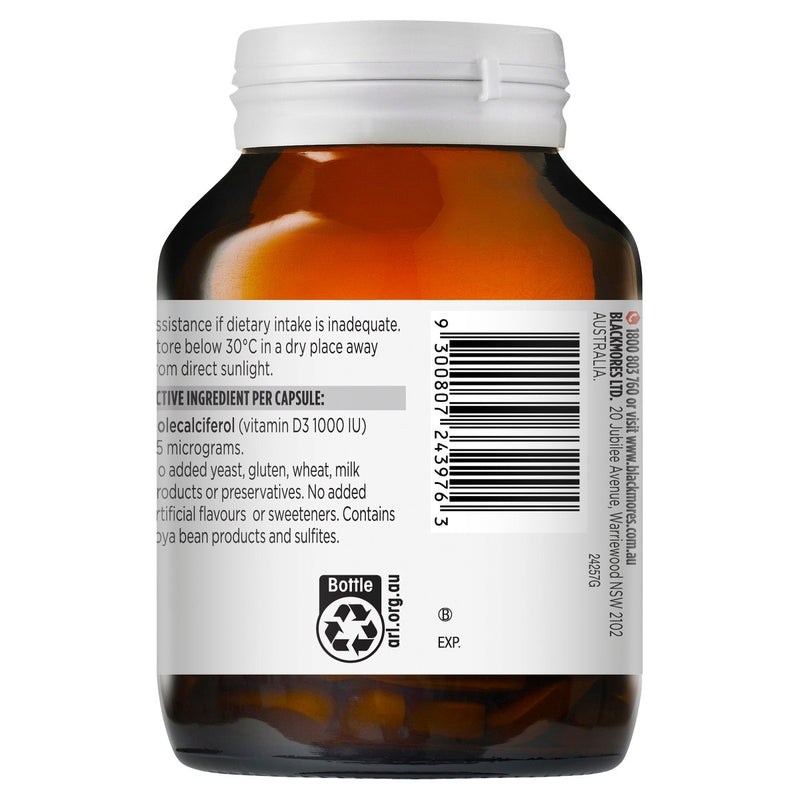 Blackmores Vitamin D3 1000 IU 200 capsules - VITAL+ Pharmacy