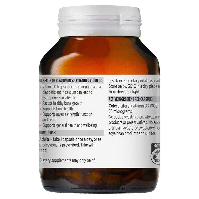 Blackmores Vitamin D3 1000 IU 200 capsules - VITAL+ Pharmacy