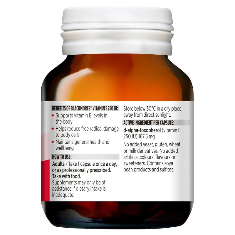 Blackmores Vitamin E 250 IU 50 capsules - VITAL+ Pharmacy