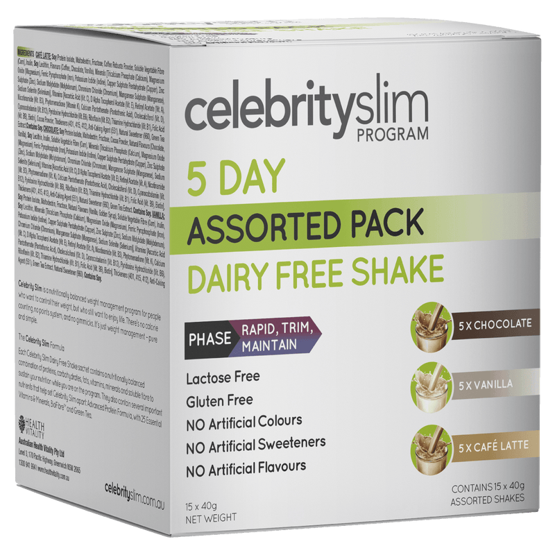 Celebrity Slim 5-day Assorted Shake Pack Dairy Free 15 x 40g - VITAL+ Pharmacy