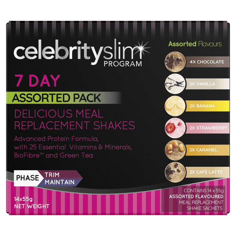 Celebrity Slim 7 Day Assorted Shake Pack 14 x 55g - VITAL+ Pharmacy