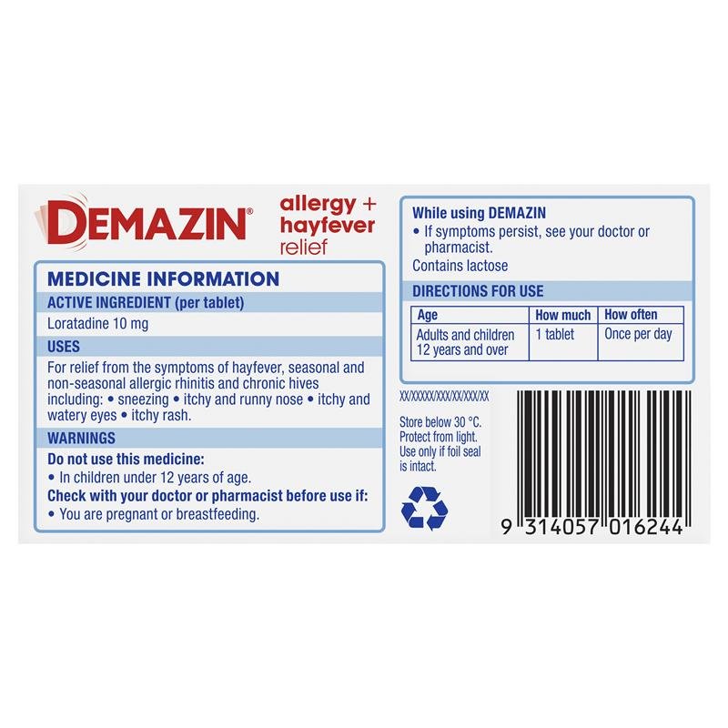 Demazin Allergy + Hayfever Relief 30 Tablets - VITAL+ Pharmacy