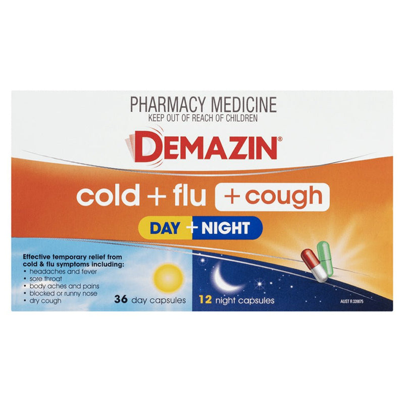 Demazin Cold & Flu + Cough Day + Night 48 Capsules - VITAL+ Pharmacy