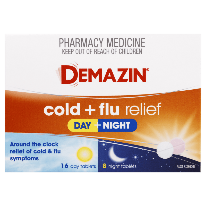Demazin Cold & Flu Relief Day + Night 24 Tablets - VITAL+ Pharmacy