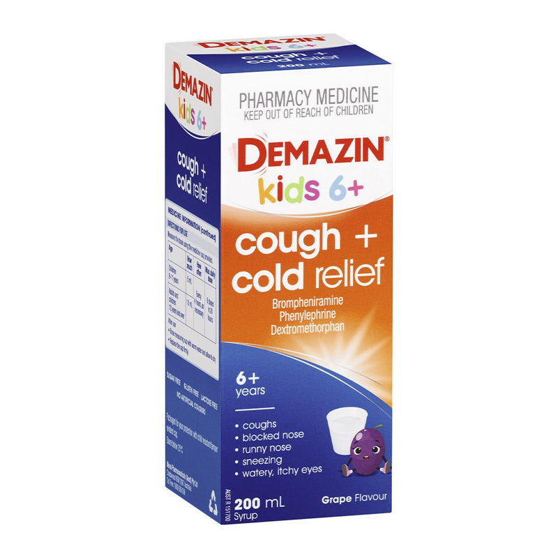 Demazin Kids 6+ Cough + Cold Relief Syrup 200mL - VITAL+ Pharmacy