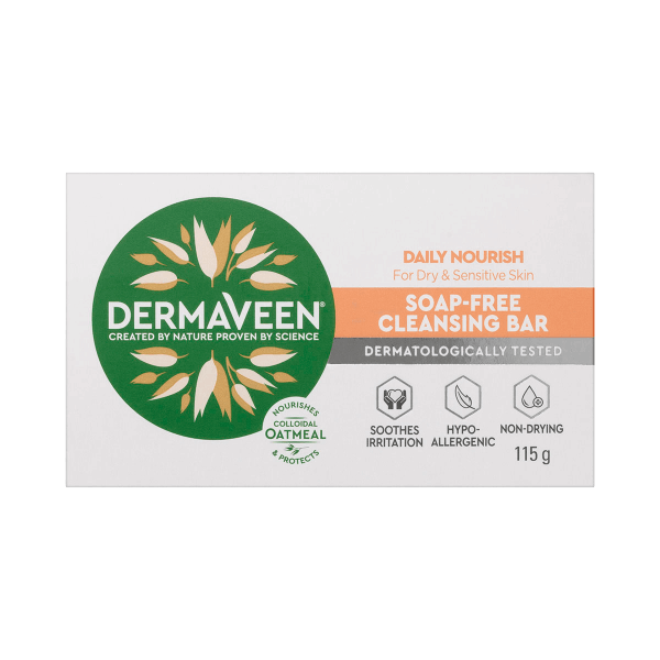 DermaVeen Daily Nourish Soap-Free Cleansing Bar 115g - VITAL+ Pharmacy