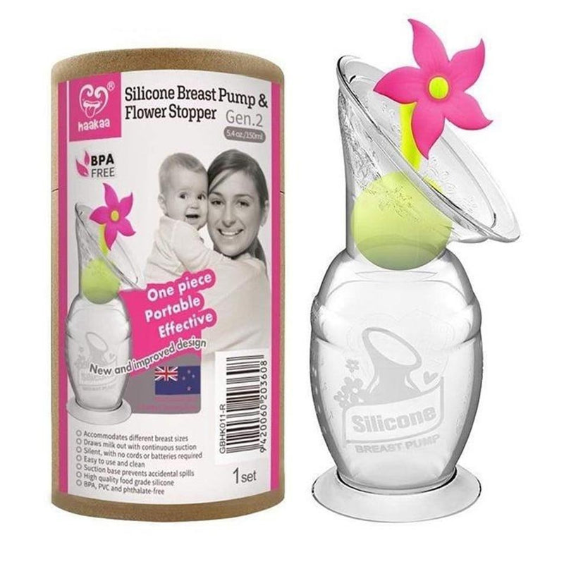 Haakaa Gen 2 Silicone Breast Pump 150mL & Pink Flower Stopper - VITAL+ Pharmacy