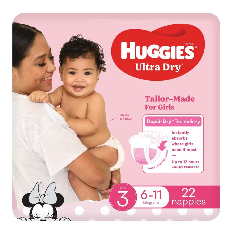 Huggies Nappies Ultra Dry Crawler Girl 22 Pack - VITAL+ Pharmacy