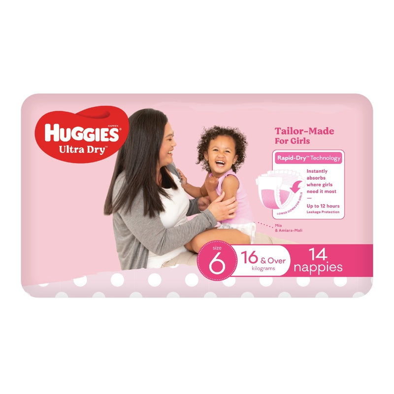 Huggies Nappies Ultra Dry Junior Girl 14 Pack - VITAL+ Pharmacy