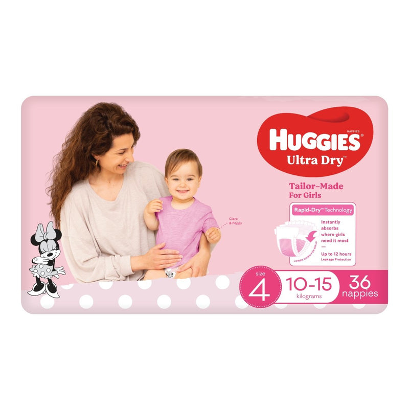 Huggies Nappies Ultra Dry Toddler Girl 36 Pack - VITAL+ Pharmacy