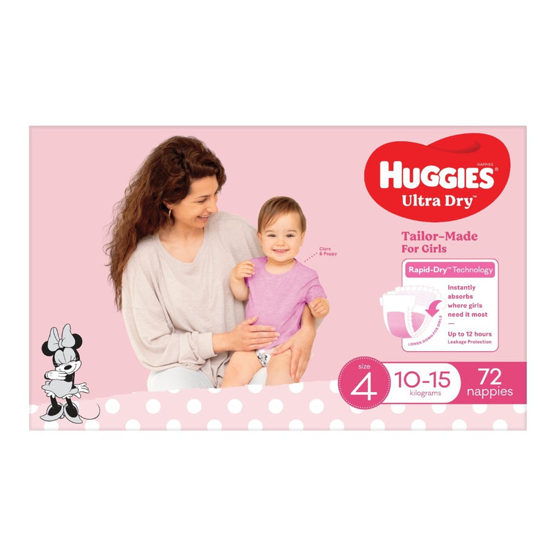 Huggies Nappies Ultra Dry Toddler Girl 72 Pack - VITAL+ Pharmacy